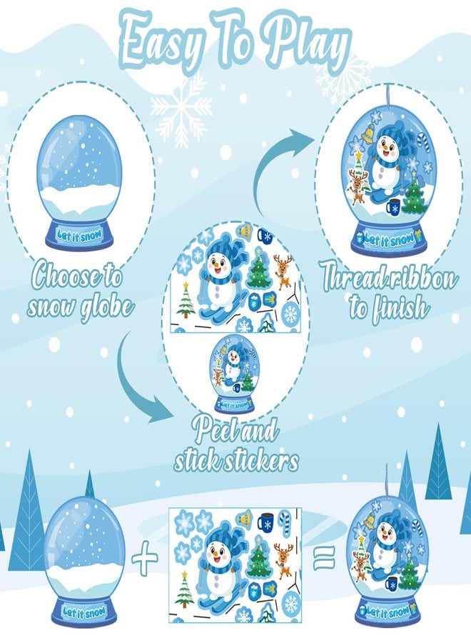 Moon Boat 60Pcs Winter Craft Snow Globe Kit for Kids - DIY Polar Animals Stickers Make Your Own Hanging Ornaments Bulk for Christmas Holiday Party Favors - Image 5